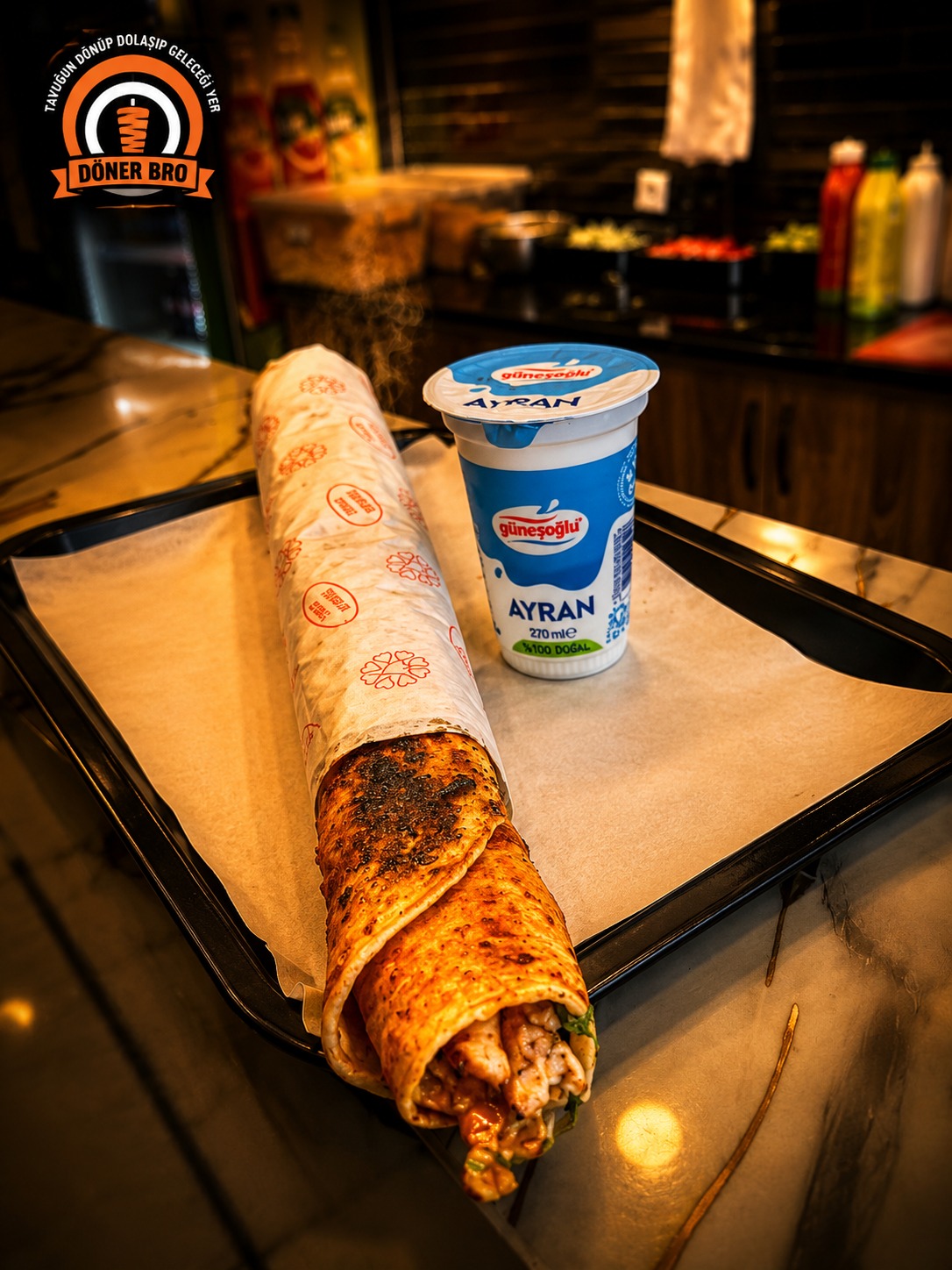 Döner Bro dürüm ve ayran
